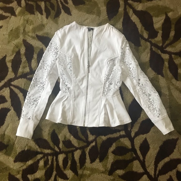 XOXO Jackets & Coats Xoxo Ladies White Lace Jacket Poshmark